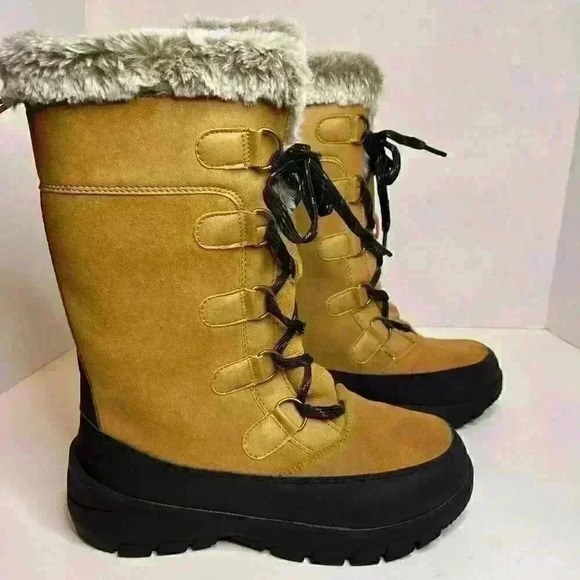 All in Motion Thermolite‎ Faux Fur Brown Womens 7 Boots Cabincore Gorpcore Snow - Picture 5 of 10